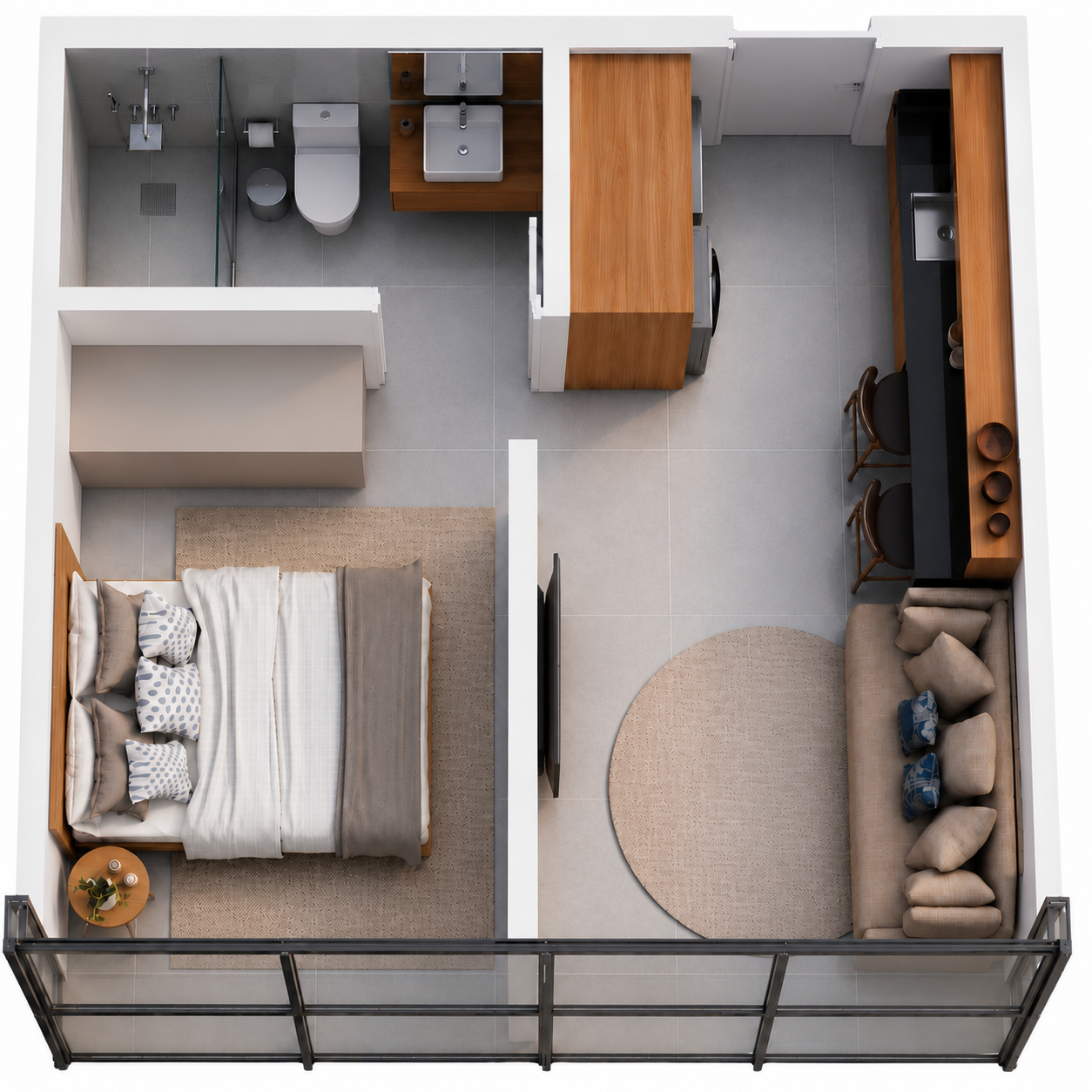 Planta Studio Smart 24m²
